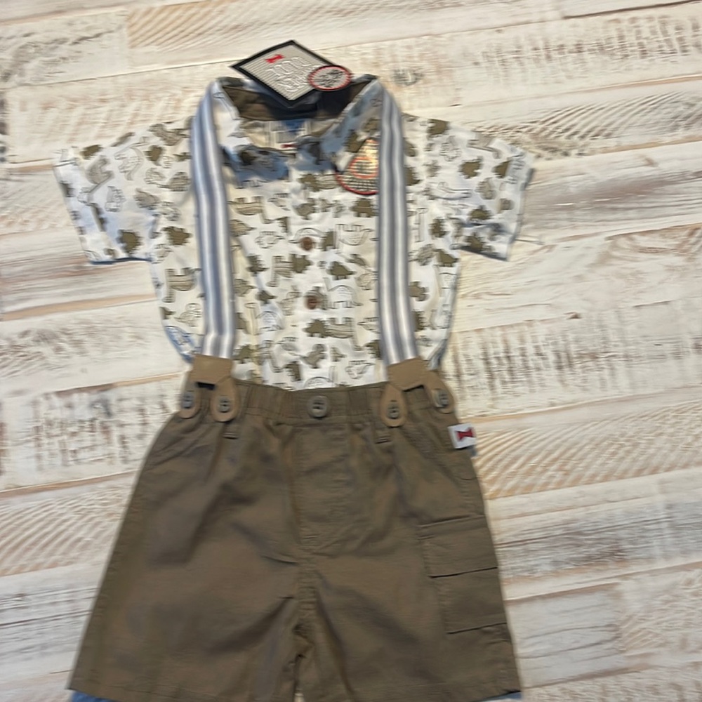 Dapper Dude suspenders 2 piece shirt and shorts